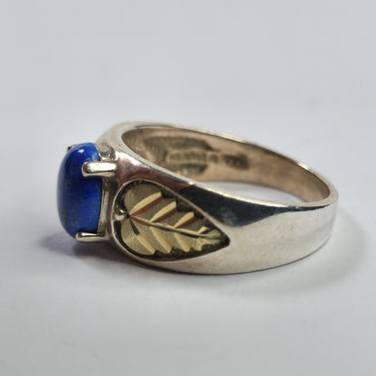 Black hills Ring 925 Sterling Silver 12k Rose Yellow Gold blue lapis Fancy 10