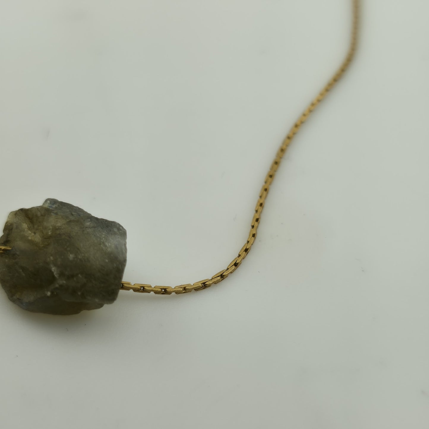 Necklace 14K Gold Over Brass GF Raw Quartz Pendant SIZE 14" Cute Dainty Jewelry