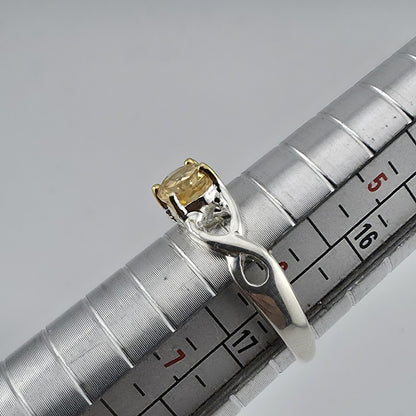 Sterling Silver Citrine Ring Size 6.5 Handmade Two-Tone Gold Accent 925