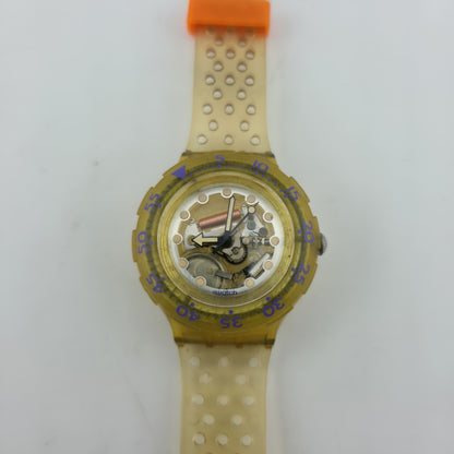 Swatch Jelly Bubbles SDK104 1991 Scuba 200 Collection RARE Upside Down Movement