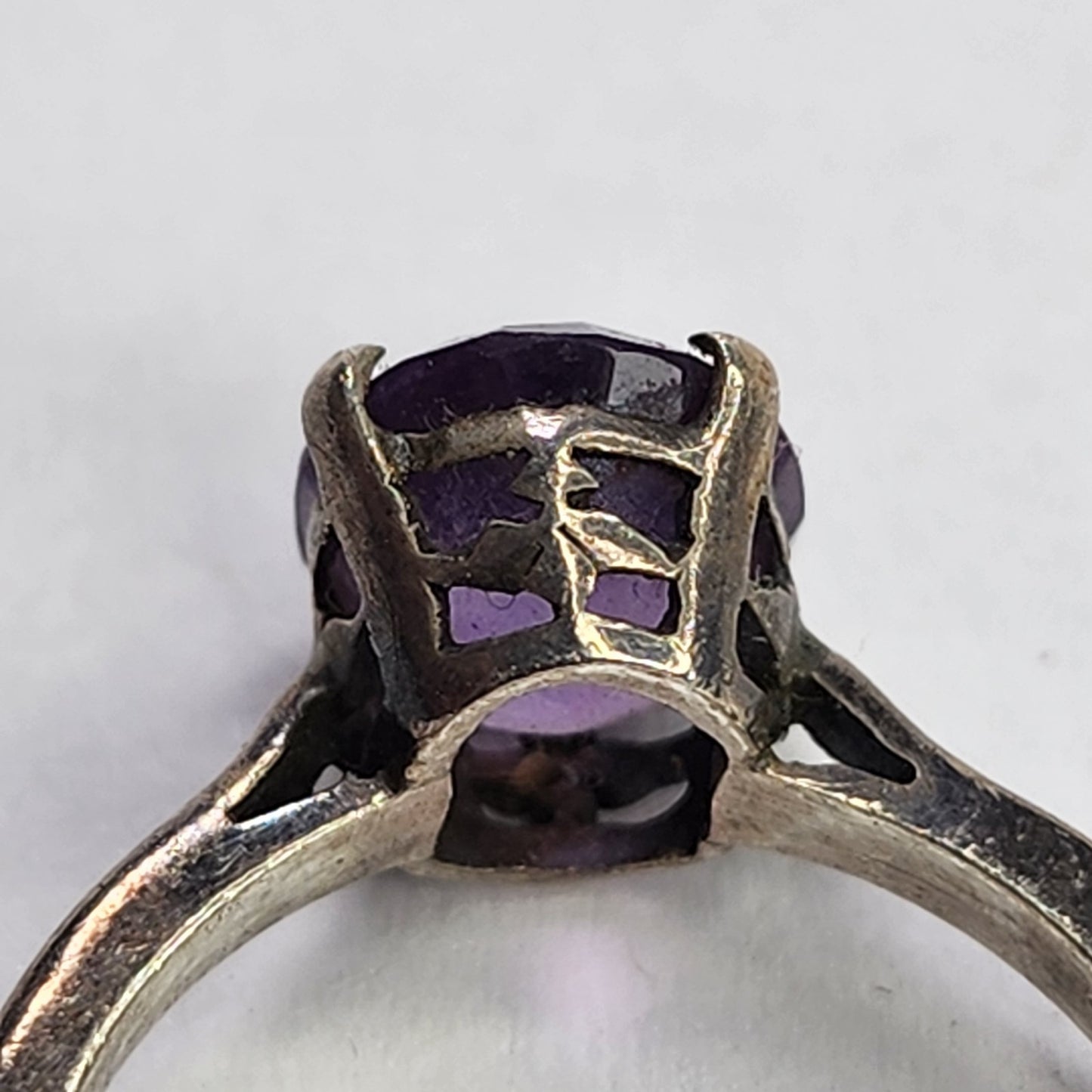925 Sterling Silver Ring Purple AMETHYST  Stone Size 5.75 Tested Patina tarnish