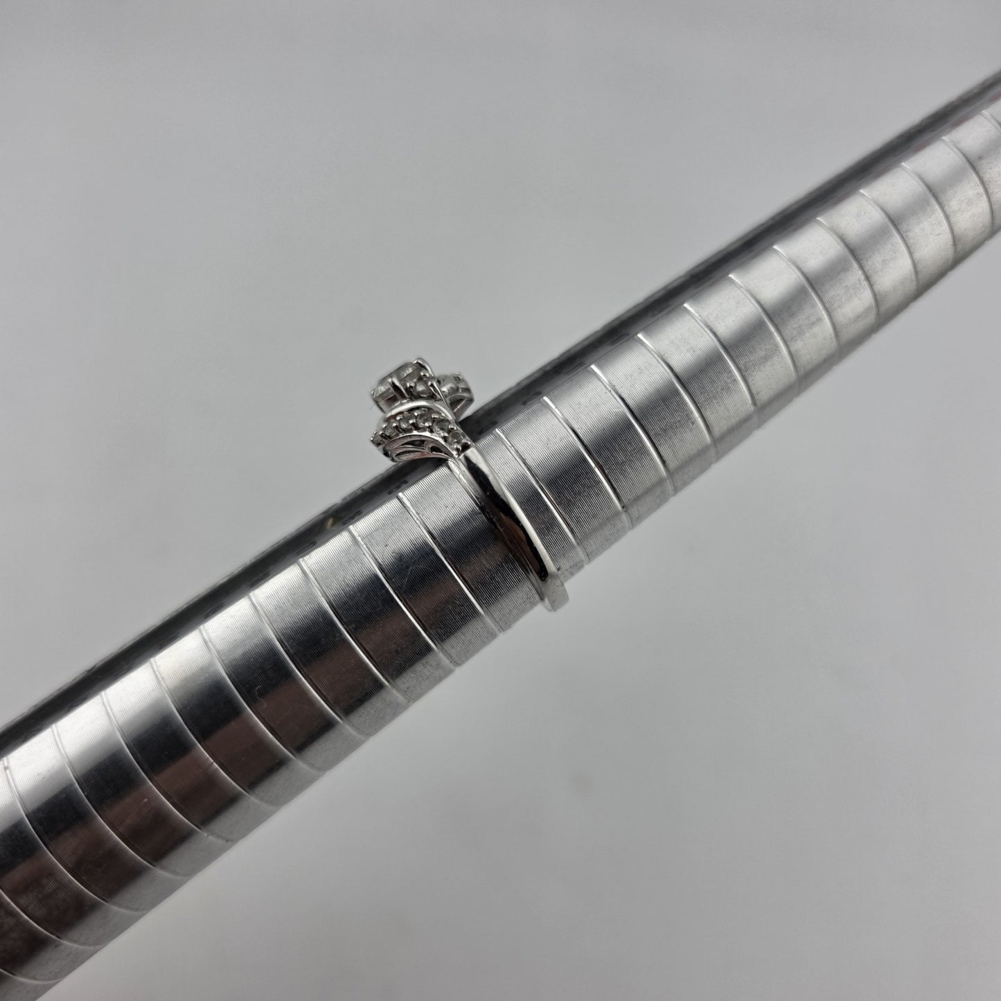 Sterling Silver Ring  925 Size 6.75 White Colorless Stone