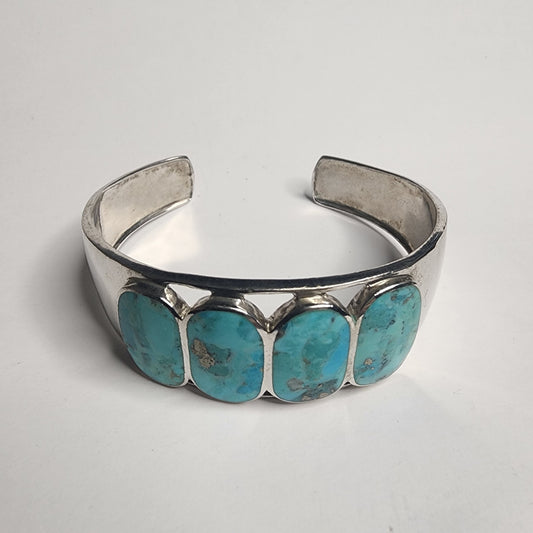 925 Sterling Silver Cuff Bracelet Turquoise Stones Mexico Southwestern style