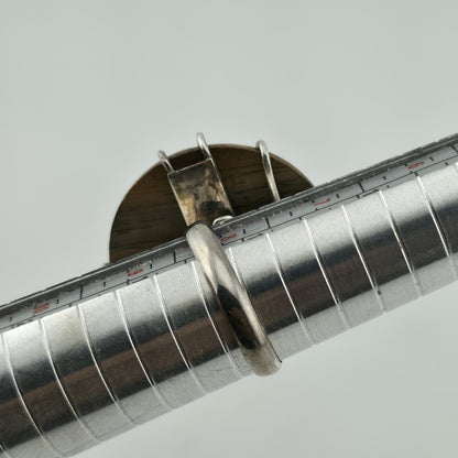 925 Sterling Silver Ring dark Wood Bold Abstract MCM unique Adjustable