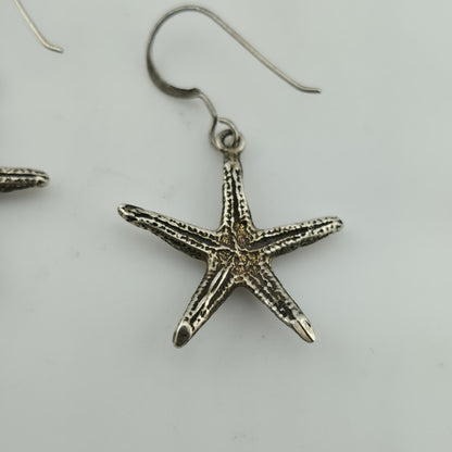 Starfish Earrings 925 Sterling Silver Dangle Drop Nautical Ocean Jewelry