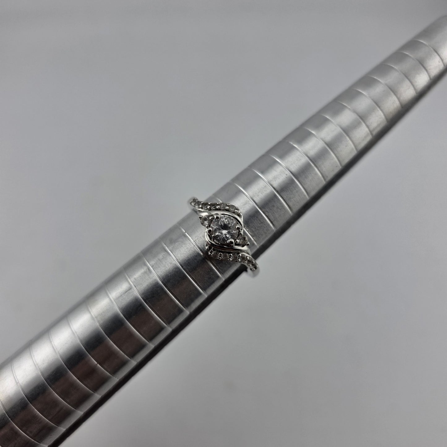 Sterling Silver Ring  925 Size 6.75 White Colorless Stone