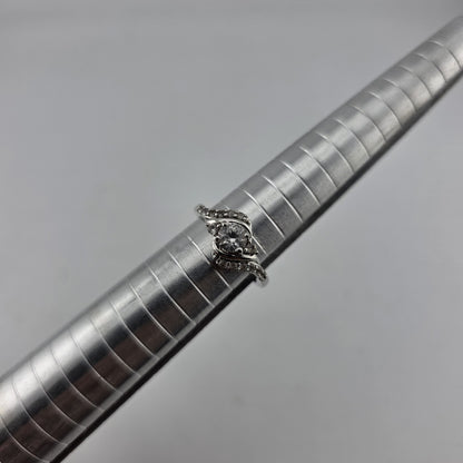 Sterling Silver Ring  925 Size 6.75 White Colorless Stone
