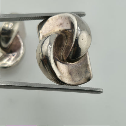 Sterling Silver Earrings 925 Israel Puff Hollow Abstract Vintage Rare