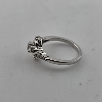 Sterling Silver Ring  925 Size 6.75 White Colorless Stone