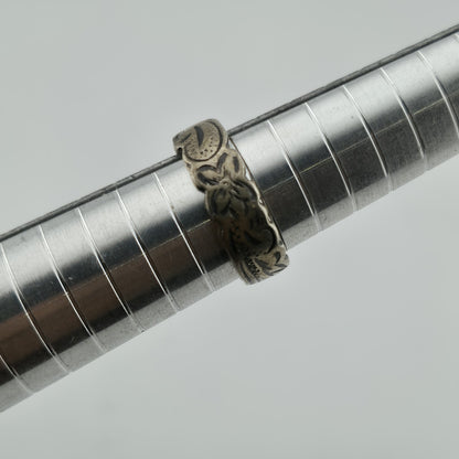Sterling Silver Ring Unisex Abstract band  Scroll Etched Artisan 925 Size 6.5