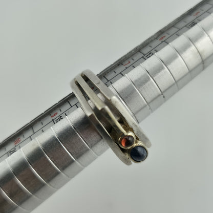 Sterling Silver Ring Mid-Century contemporary Artisan Minimalist Square Stack 8