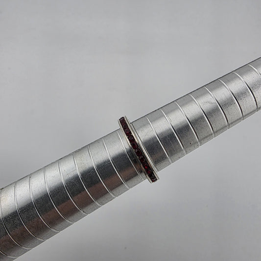 Sterling Silver Infinity Ring Deep Red Stone Sackable Band Size 7.75