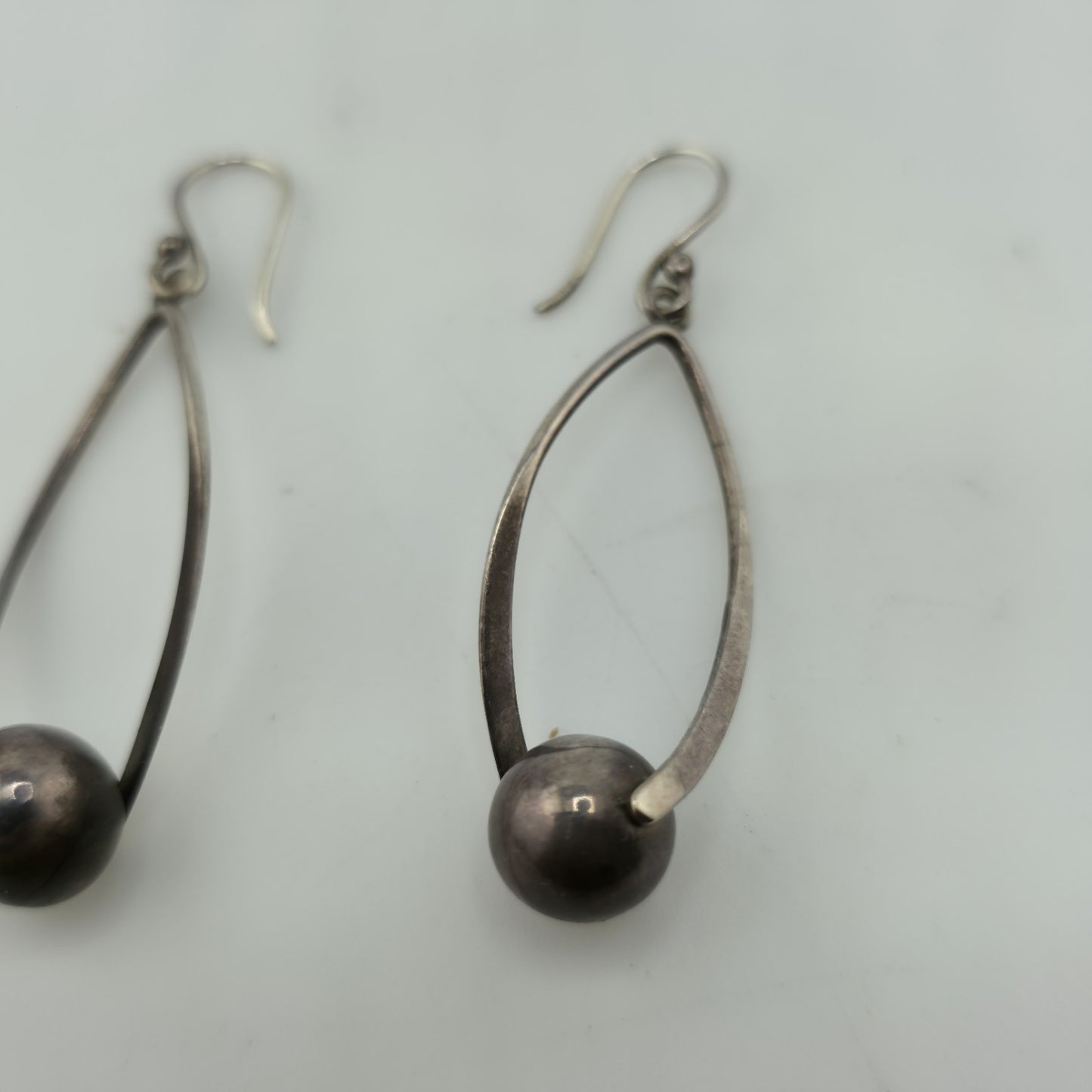 Sterling Silver Earrings Twist and Ball Drop and Dangle Shepherd Hook ATI Mexico