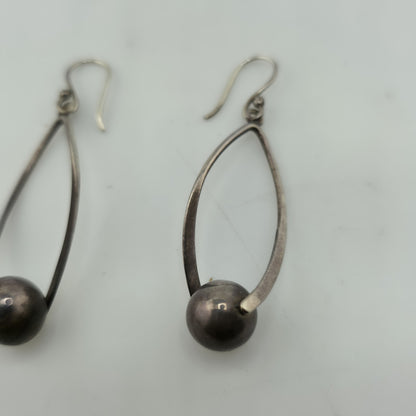 Sterling Silver Earrings Twist and Ball Drop and Dangle Shepherd Hook ATI Mexico