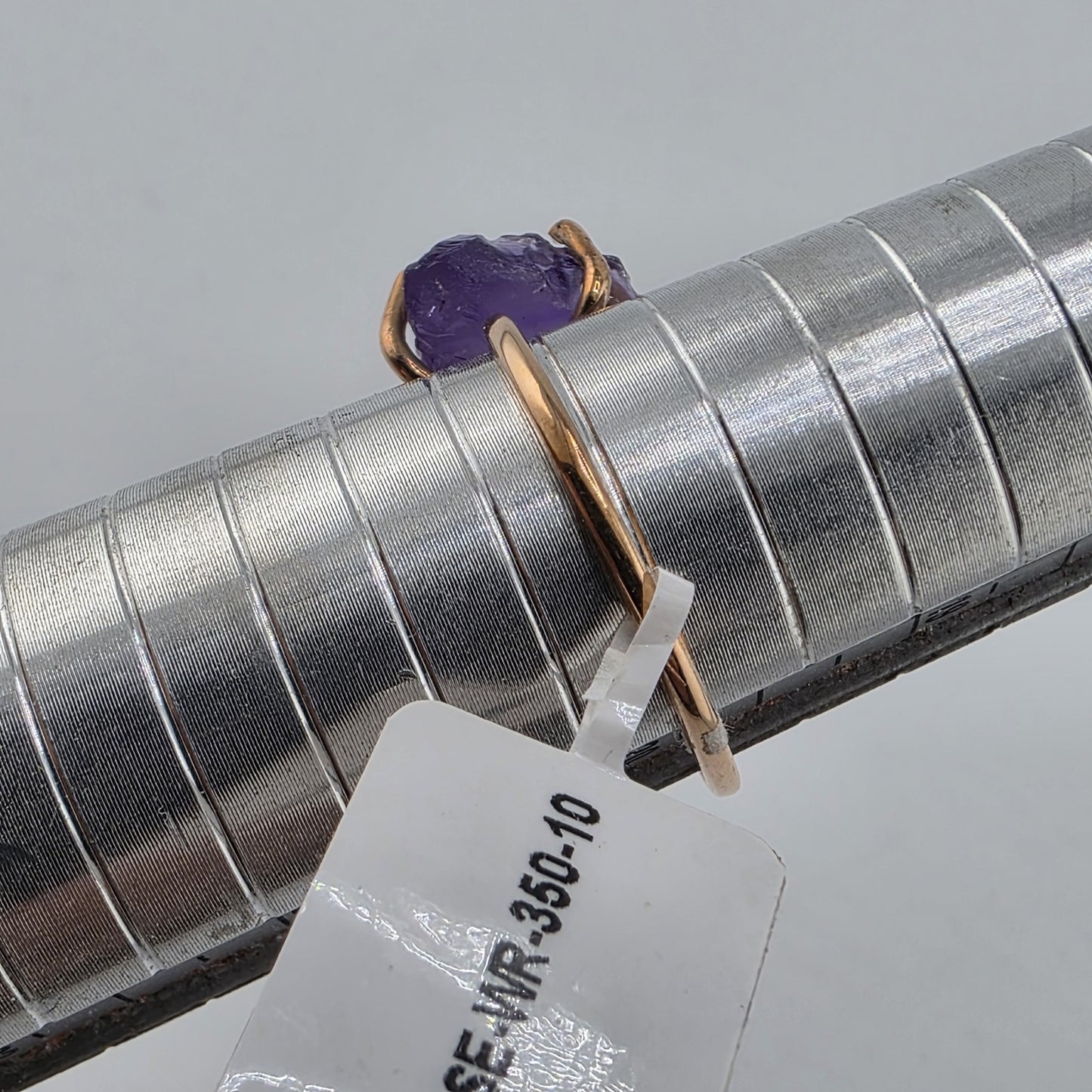Ring Copper Natural African Amethyst Rough Raw Purple Stone Size 10