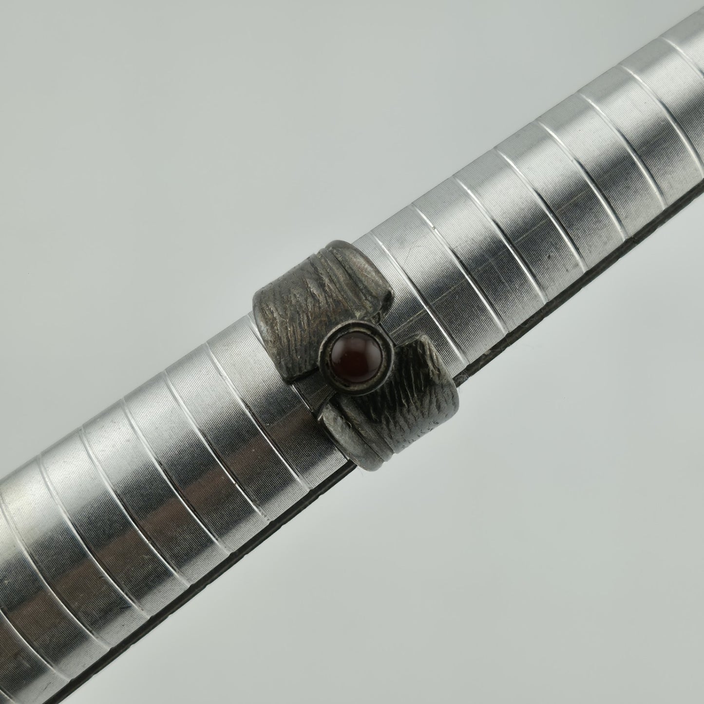 Sterling Silver Ring 925 Tapered Band Size 8 Red Stone Vintage Gothic