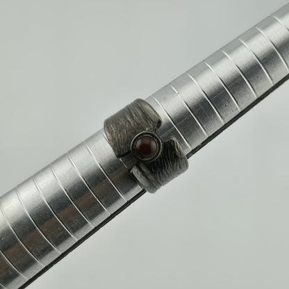 Sterling Silver Ring 925 Tapered Band Size 8 Red Stone Vintage Gothic