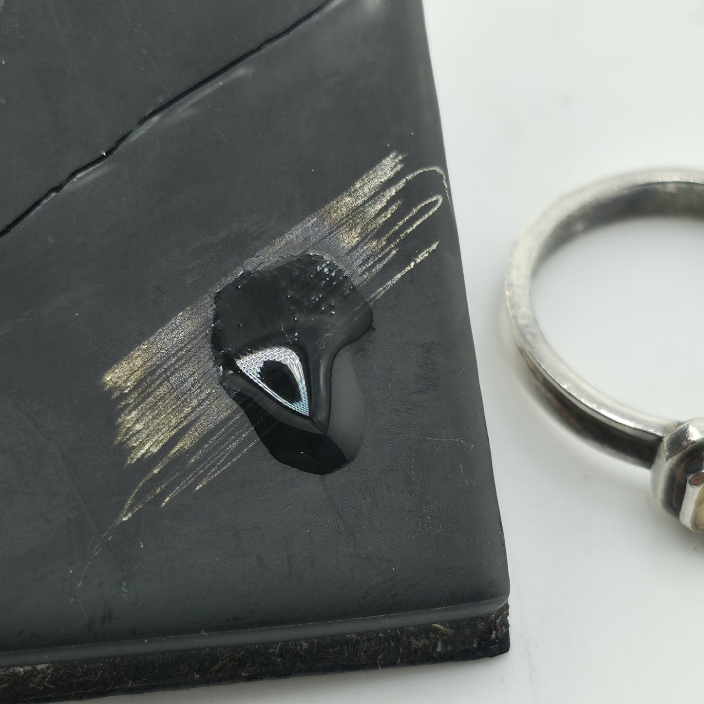 925 Sterling Silver Ring Yellow Gemstone Rectangle  Sz 5.75 Vintage