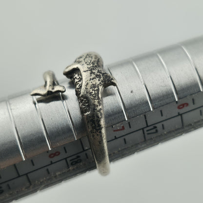Ring Sterling Silver Ring Wrap Around Whale Artisan Size adjustable 925
