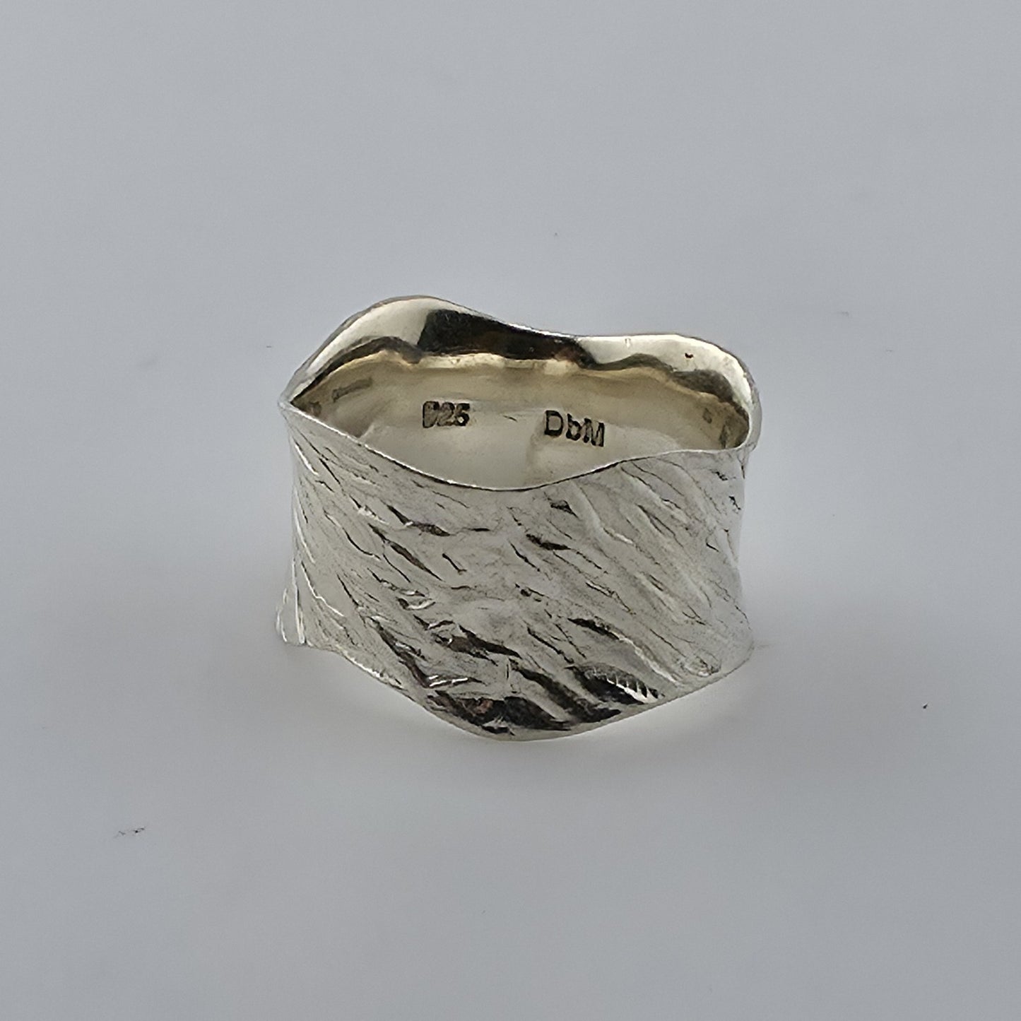 Sterling Silver 925 Textured Wave Organic Abstract Band Ring Size 6 DbM
