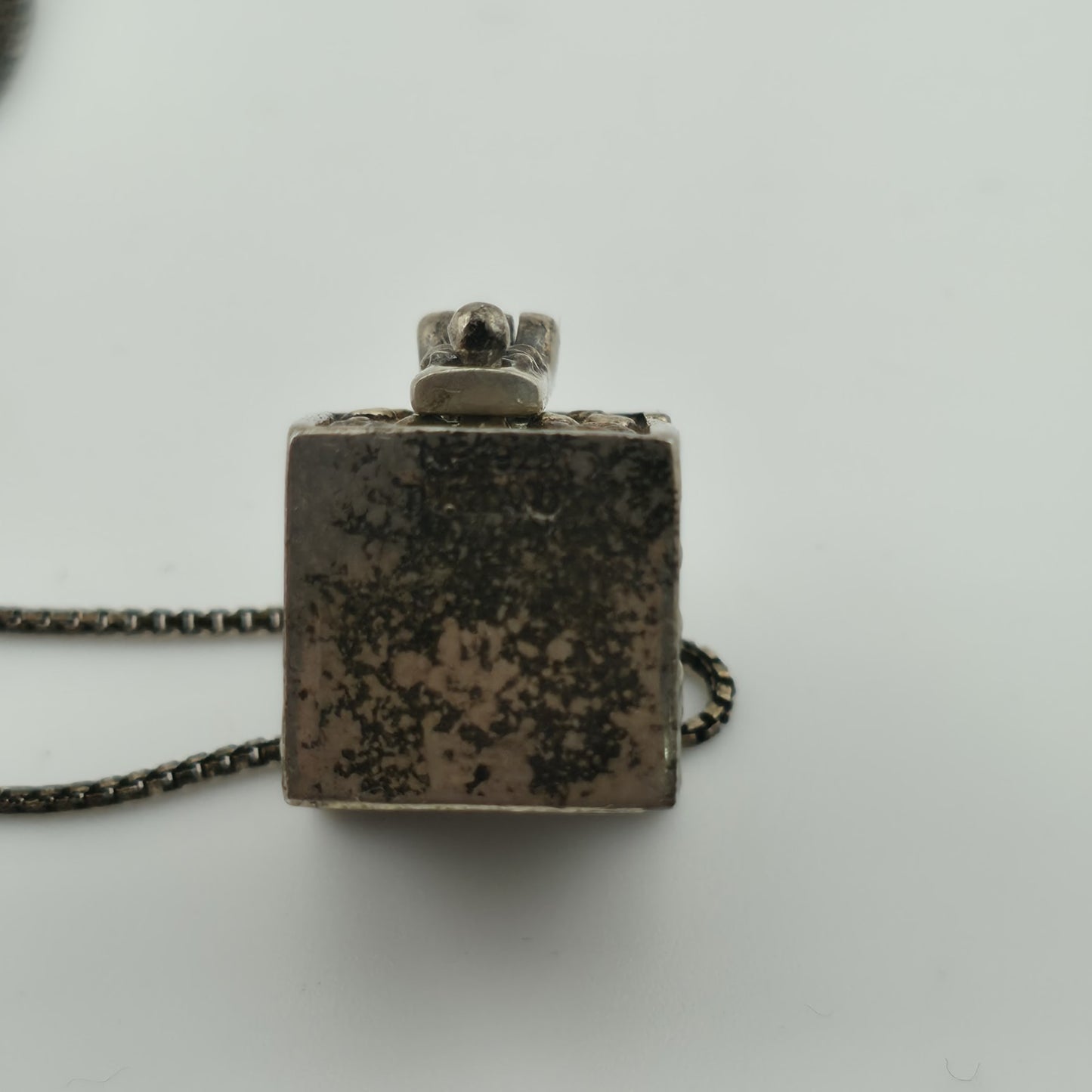 Vintage Sterling Silver Prayer Box Charm Pendant Cross Christian 925 16" Necklac