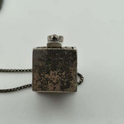 Vintage Sterling Silver Prayer Box Charm Pendant Cross Christian 925 16" Necklac