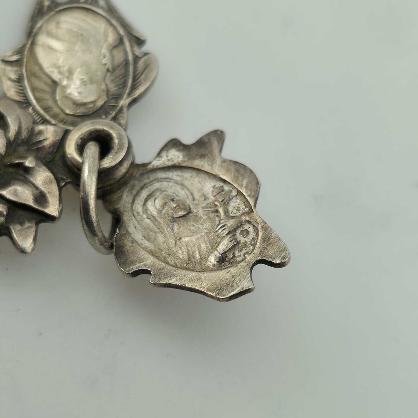 ORNATE ART DECO STERLING SILVER TRIPLE PART FLOWER RELIGIOUS CROSS CHARM 925