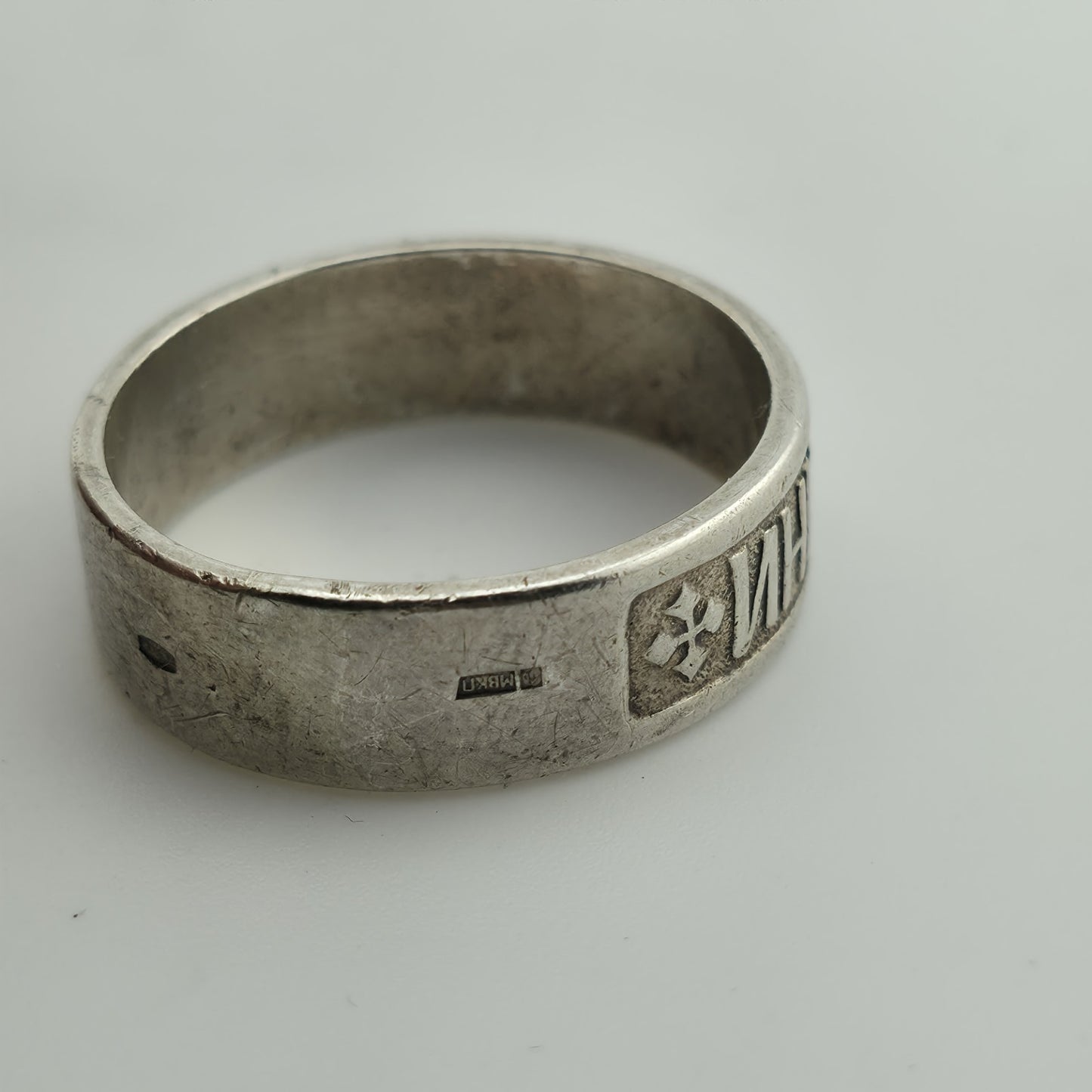 Russian Sterling Silver Ring 925 Band Size 10 Vintage Religious Jewelry USSR