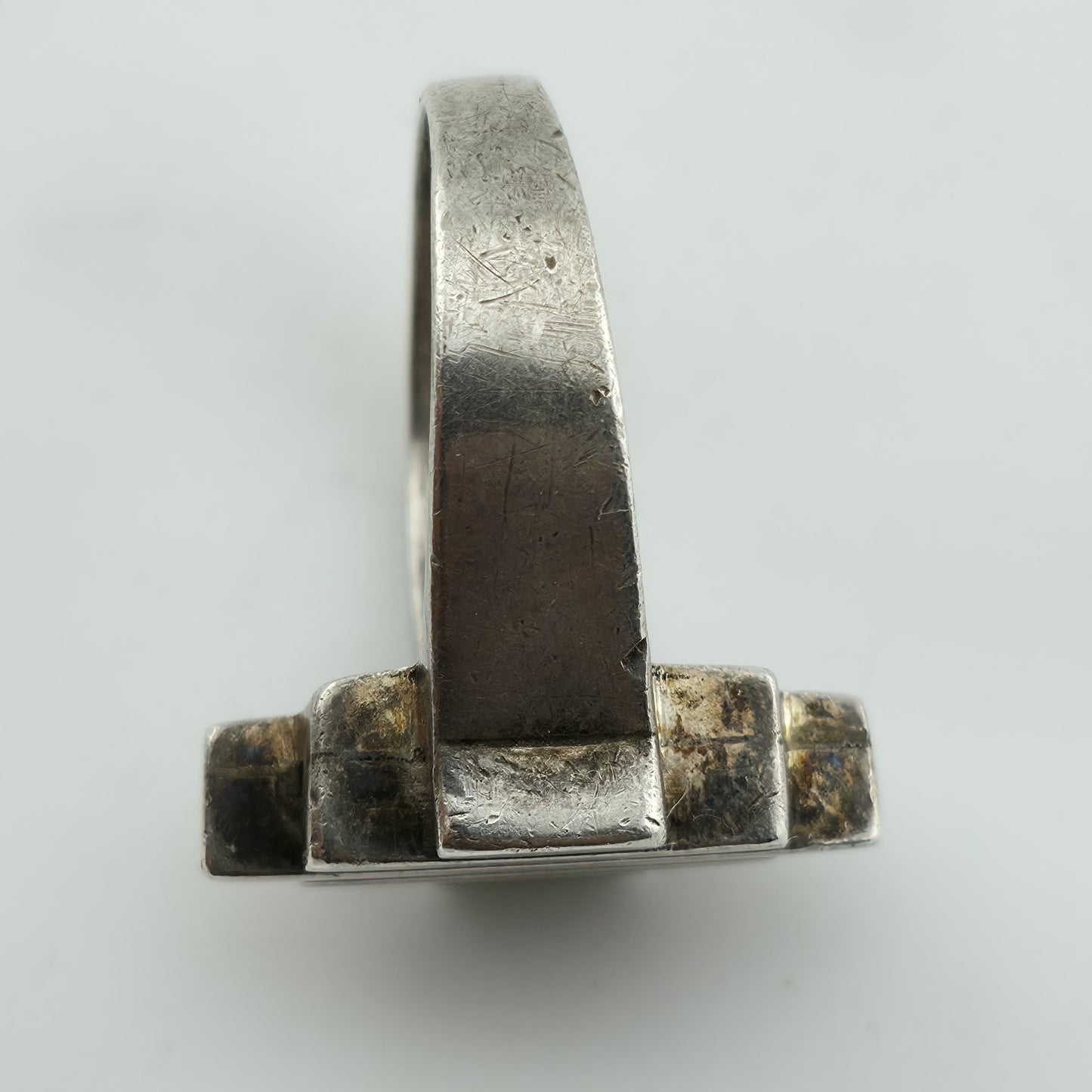 Sterling Silver Ring Mid Century Brutalist Abstract Native M.R Mexico Size 8