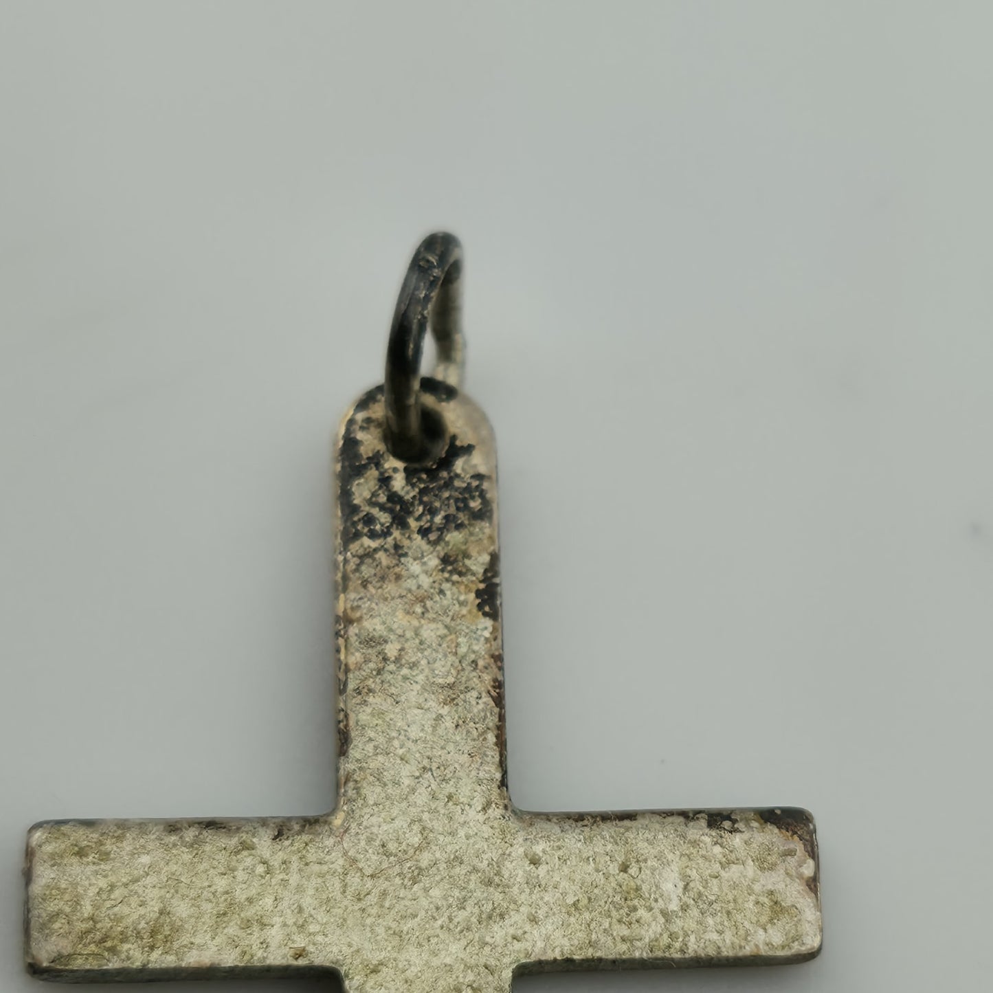 STERLING SILVER CROSS PENDANT ENGRAVED Abstract 925 Christianity Catholic Patina