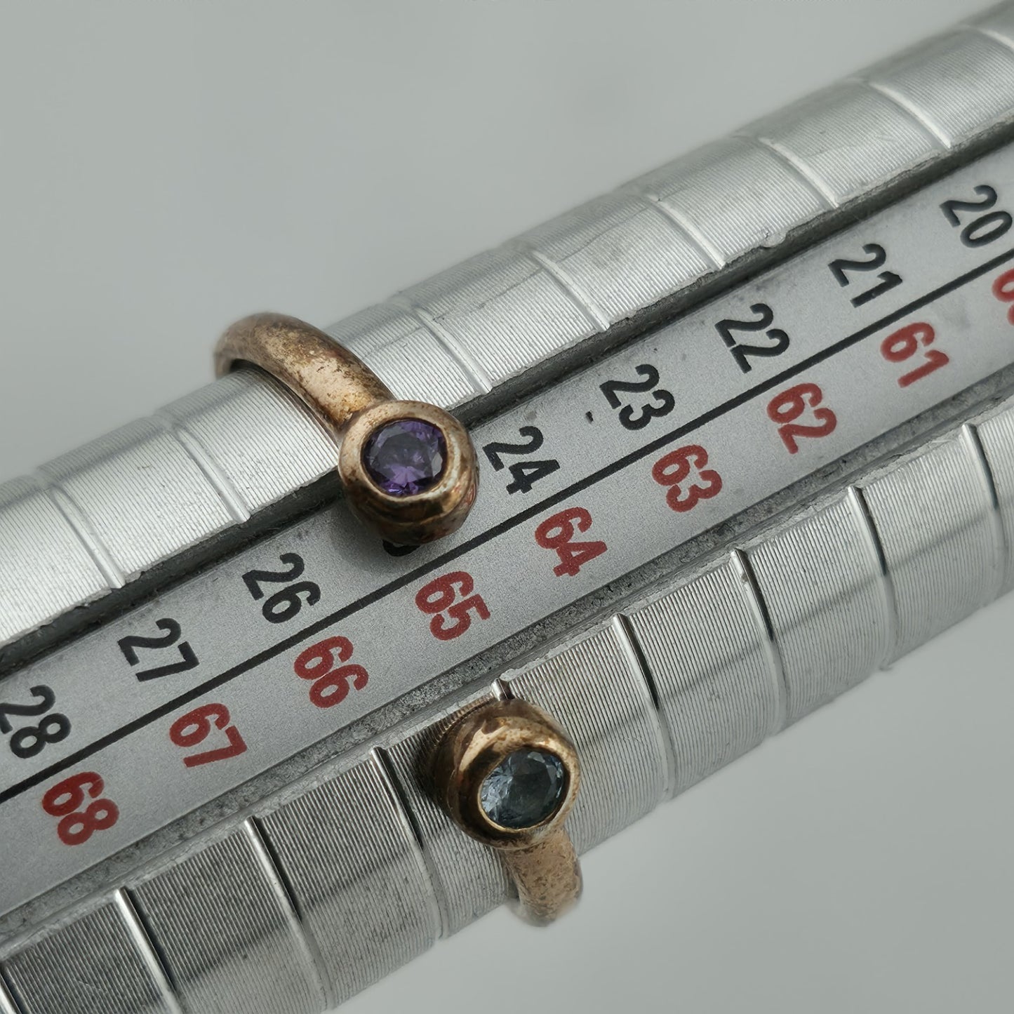 925 Sterling Silver Ring Purple Stones Wrap Open Adjustable