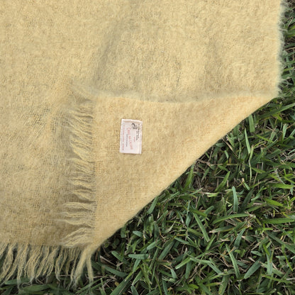 Craig Na Creidhe Scarf Vintage Mohair Wool Blend Yellow Fringed 70”x21” Vintage