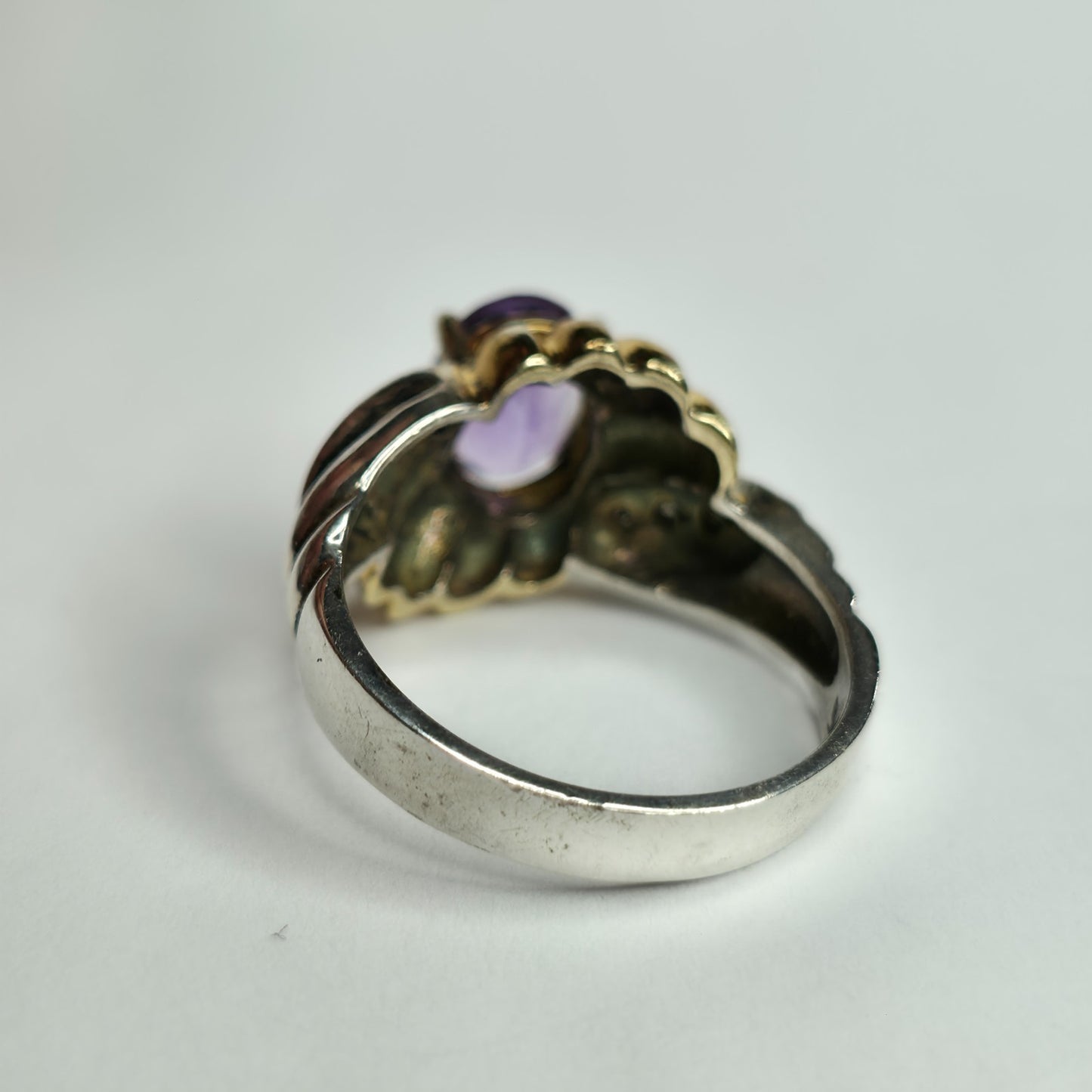 Sterling Silver 925 Ring  Gold Plating Purple Amethyst  YKL 6.25  Vintage