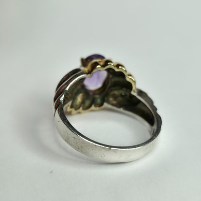 Sterling Silver 925 Ring  Gold Plating Purple Amethyst  YKL 6.25  Vintage