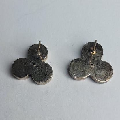 925 Sterling Silver Earrings Studs Clover Hollow tested Vintage