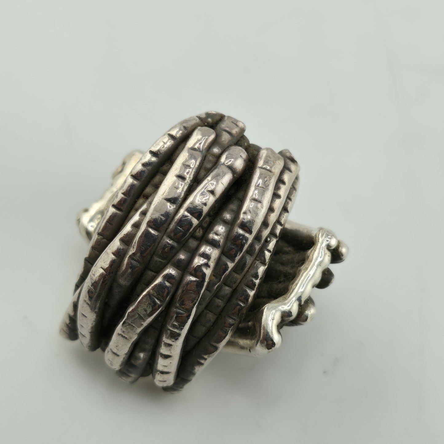 925 Sterling Silver Earrings Vintage Modernist Hollow Puff Abstract Israel Rare