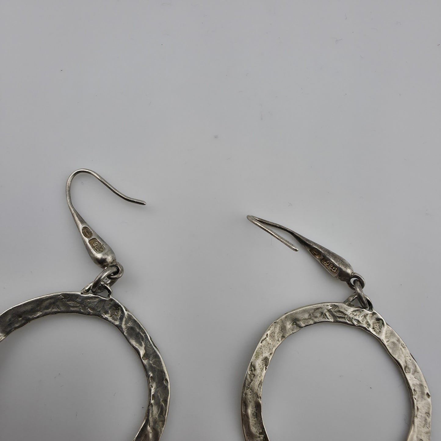 Sterling Silver Earrings Hammered Textured Hoops Dangle Freshwater Pearls 925