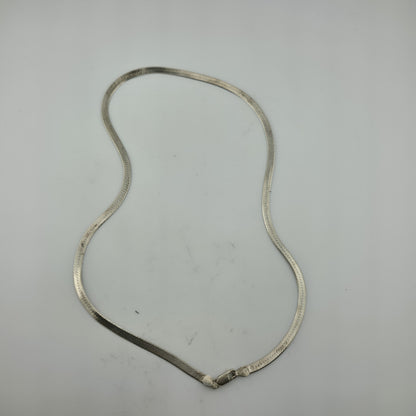 Sterling Silver Herringbone Necklace Solid 925 Italian Chain 18 Inches