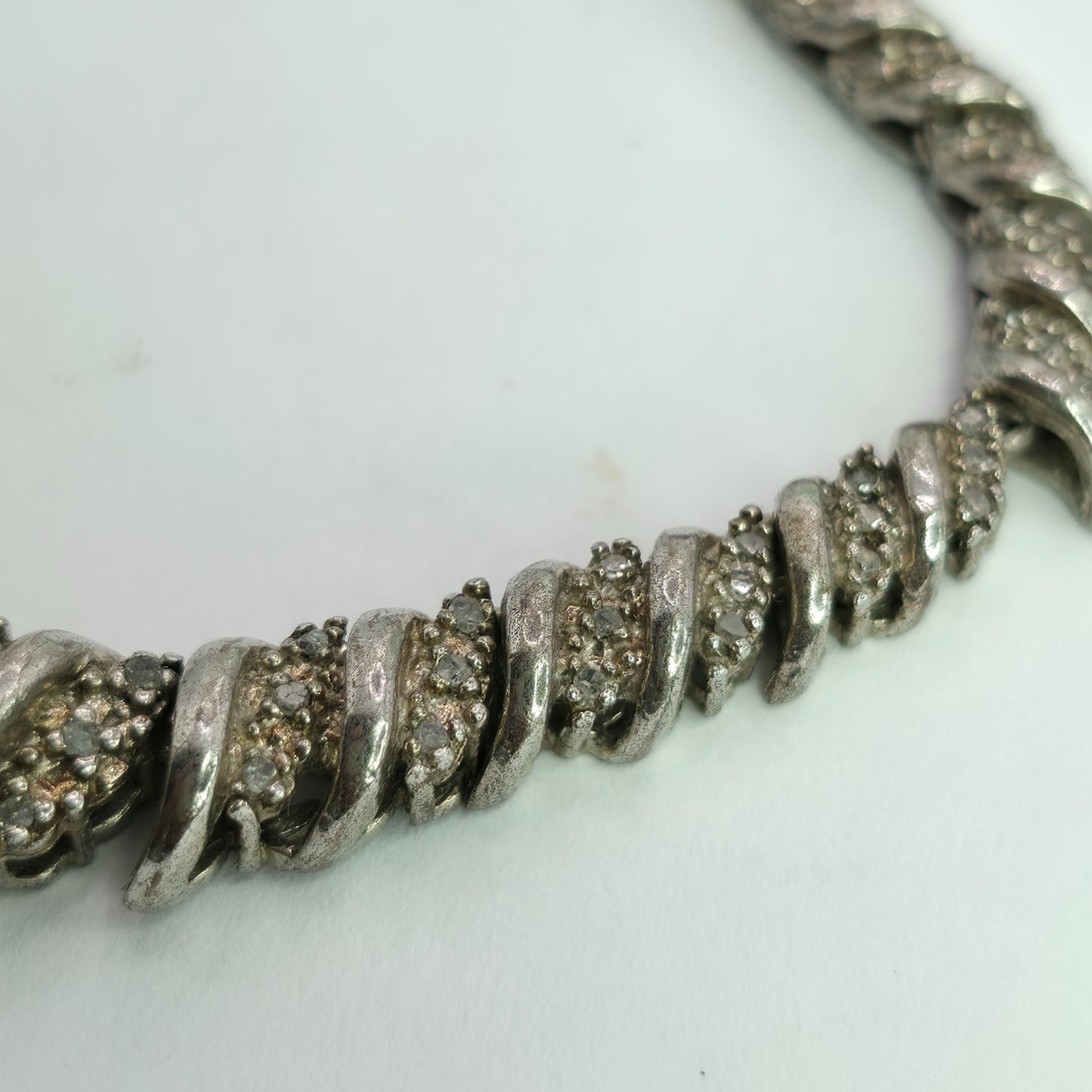 925 Sterling Silver Heng Ngai Necklace Genuine Diamond 1/2 Ct V Shape Vintage