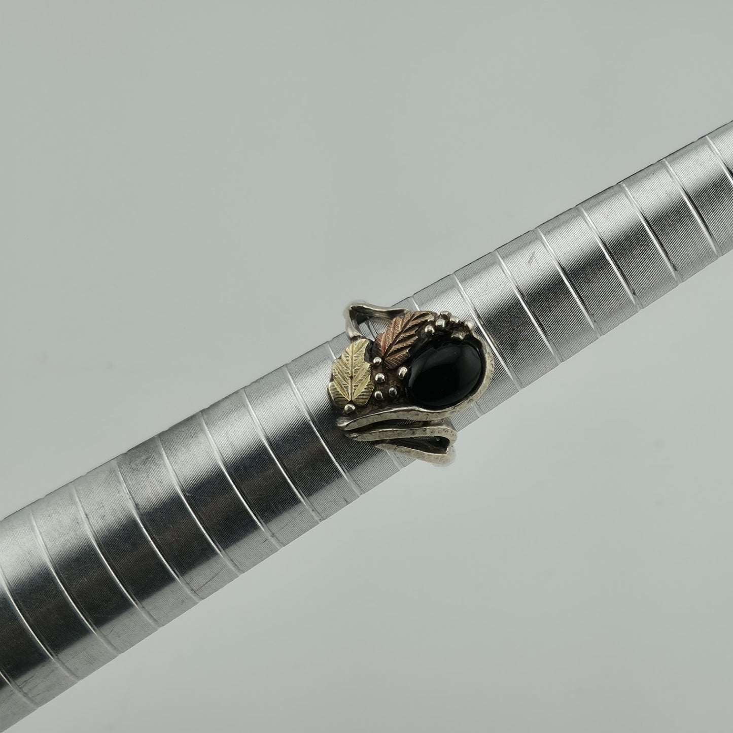 COLEMAN CO Sterling Silver And 12K Yellow, Rose Gold Natural Black Onyx 5.50 VTG