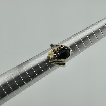 COLEMAN CO Sterling Silver And 12K Yellow, Rose Gold Natural Black Onyx 5.50 VTG