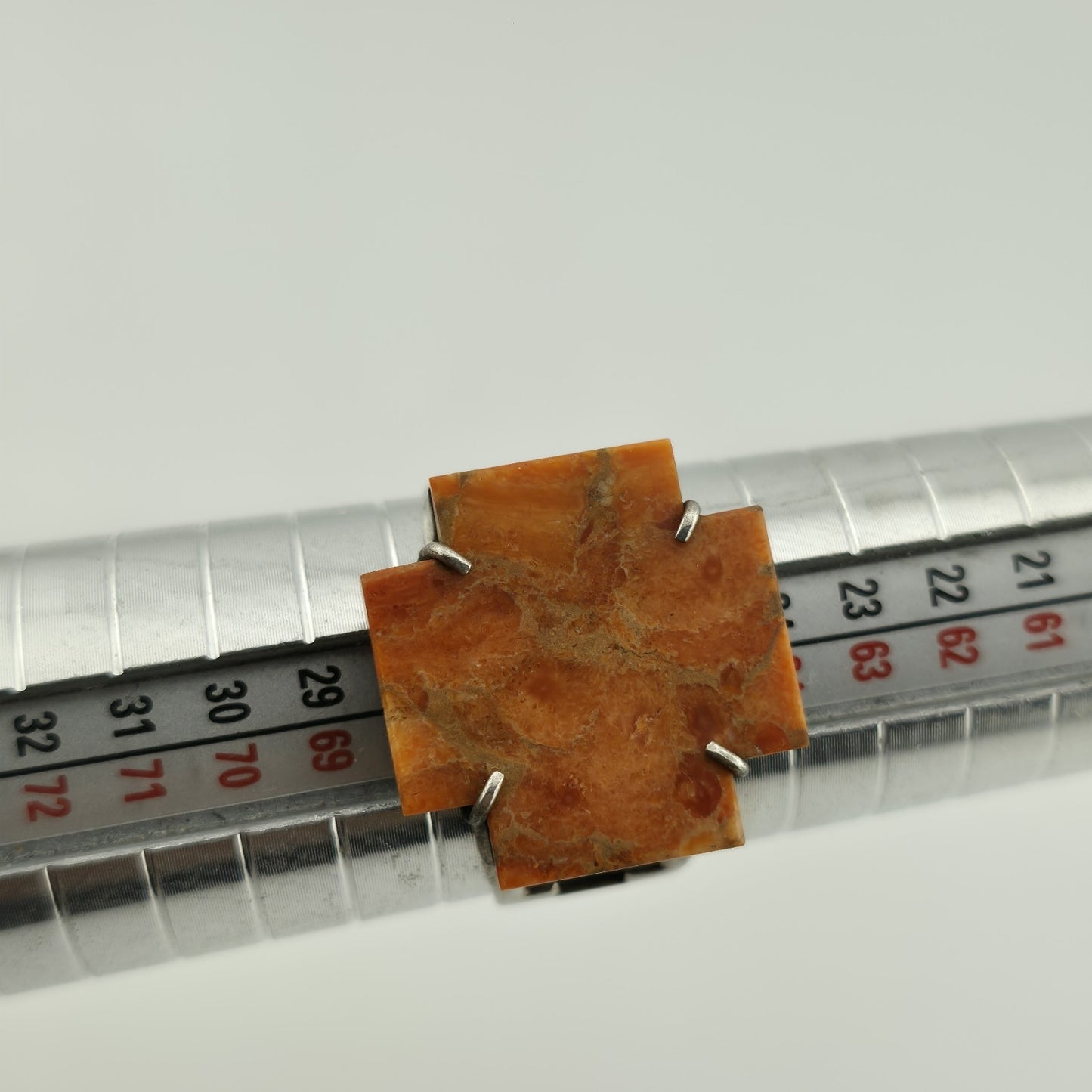 Jay King DTR Desert Rose Trading Coral and Silver Cross Ring Coral Size 11.5