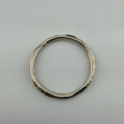 Mashka Antiqued Sterling Silver pod bangle with gold pyrite Size 2.3" Tested