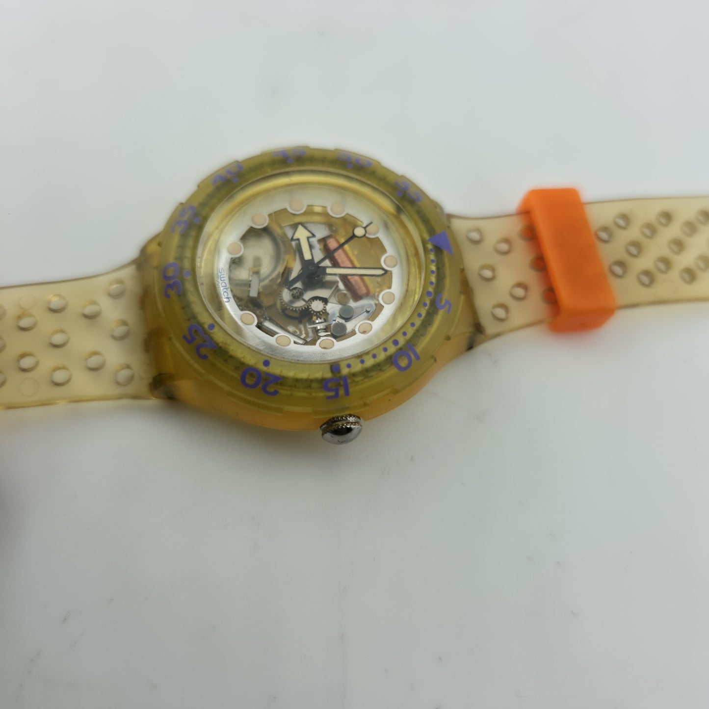 Swatch Jelly Bubbles SDK104 1991 Scuba 200 Collection RARE Upside Down Movement