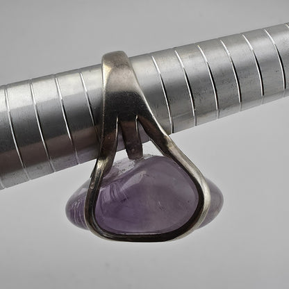 Vintage Bali Amethyst Chunky Ring 950 Silver Modernist Statement Size 9