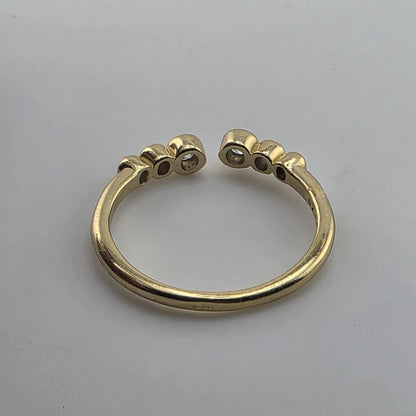 Gold Plated 925 Sterling Silver CZ Adjustable Ring Dainty Stackable Open Band