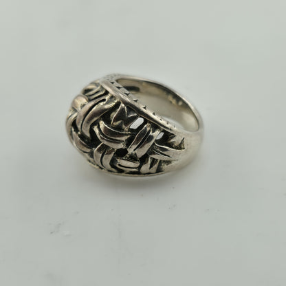 STERLING SILVER Ring 925 BYZANTINE DOME BRAIDED  Abstract Puff BAND Vintage 8