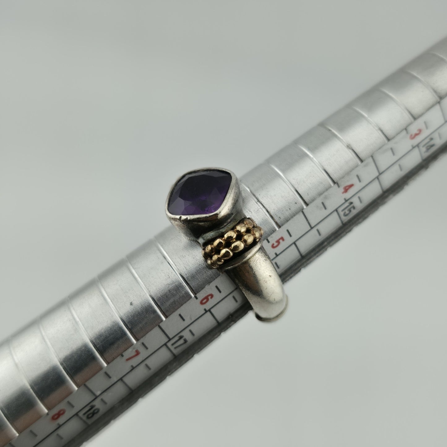 Sterling Silver ring Purple Amethyst Stone Twisted Rope Band Size 5.75