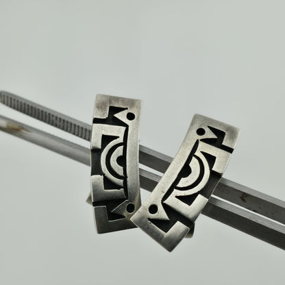STERLING SILVER Earring ARTISAN MODERNIST Tribal Abstract Vintage Geometric