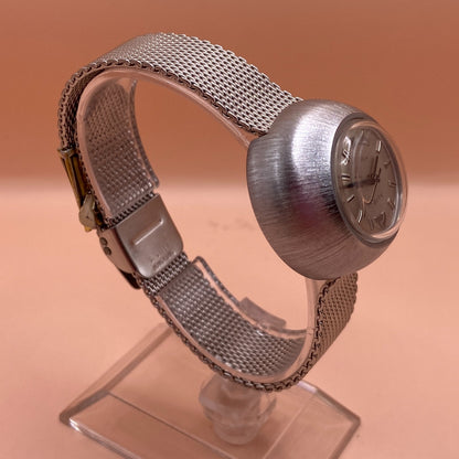 Timex Electric Domed Watch Women 30mm Silver Tone Mesh Band New Battery Vintage